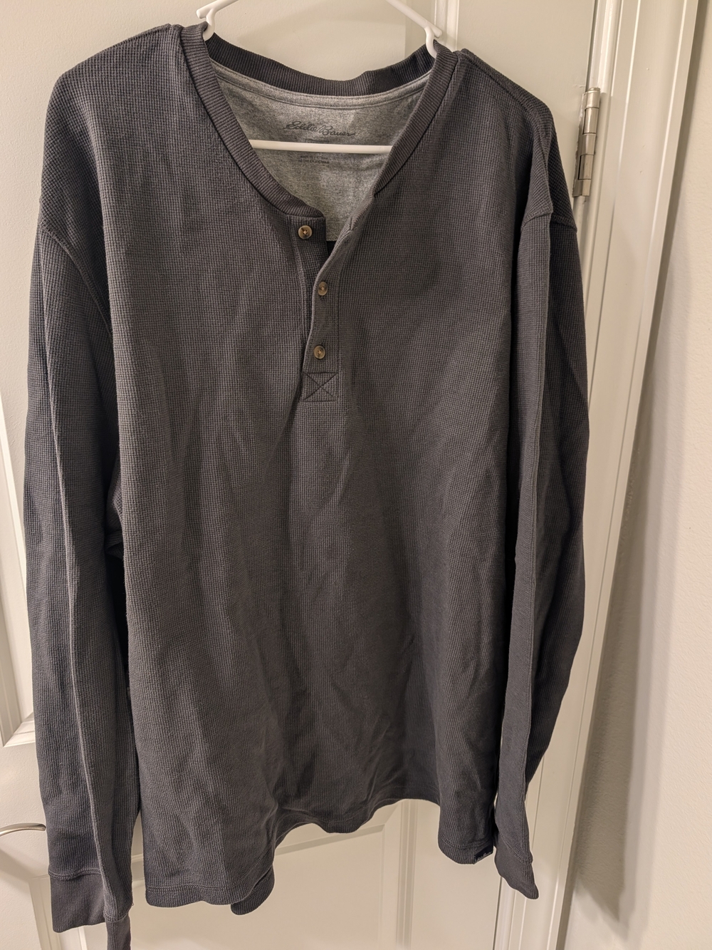 Eddie Bauer Dark Gray Long-Sleeve Henley Waffle Knit